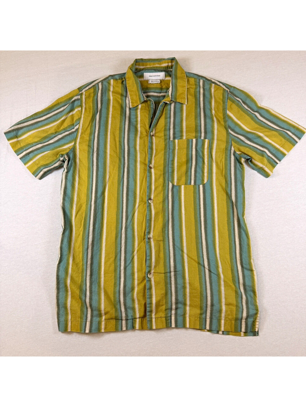 Urban Outfitters Shirt Short Sleeve Button Up Gold Green